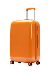 Isolated Orange Hardshell Suitcase Rolling Travel Bag with Bright Style