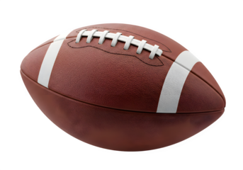 American Football Ball – Classic Brown Leather Sports Equipment, Isolated on White or Transparent Background