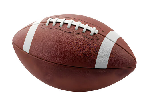 American Football Ball – Classic Brown Leather Sports Equipment, Isolated on White or Transparent Background