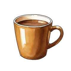 Watercolor Illustration Brown Coffee Cup Transparent Background Drink