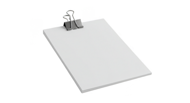 White Paper on Clipboard Note Blank Isolated Transparent Background