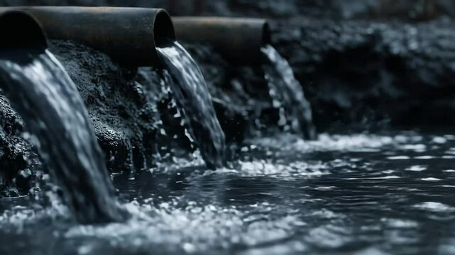toxic waste pipe that flows into the river