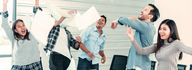 Banner Diversity multiethnic team group of business people Present meeting conference room...