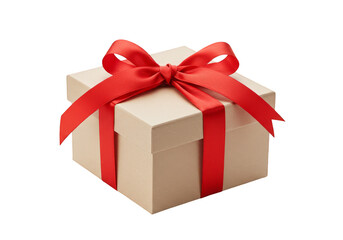 Obraz premium Isolated Present Box with Red Bow for Celebration Transparent Background