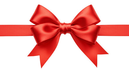 Fototapeta premium Isolated Red Ribbon Bow Gift For Christmas Decoration Transparent Background