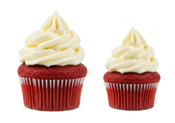 Isolated Red Velvet Cupcake with Creamy Frosting Sweet Food Dessert