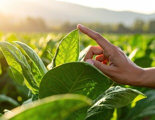 Examining tobacco leaves