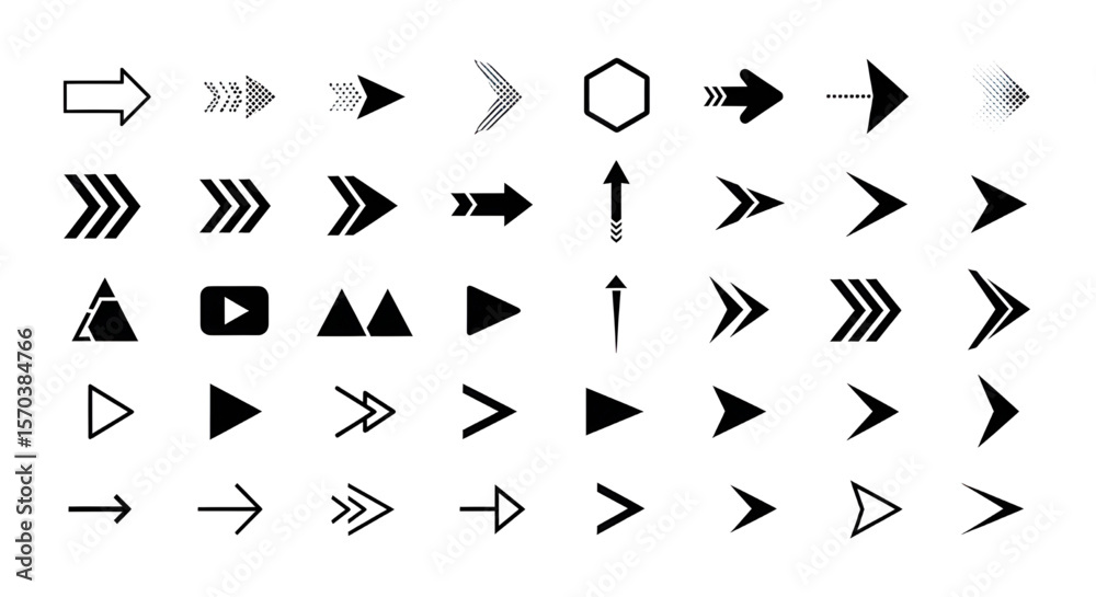 Poster collection of black arrows pointing in different directions | set of navigation icons for web design