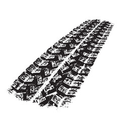 Black and white detailed tire tracks isolated on white background for graphic design