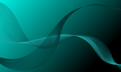 green turquoise smooth lines wave curves on soft gradient abstract background