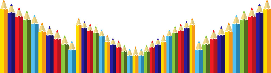 Set Colored Pencil Corner Footer 