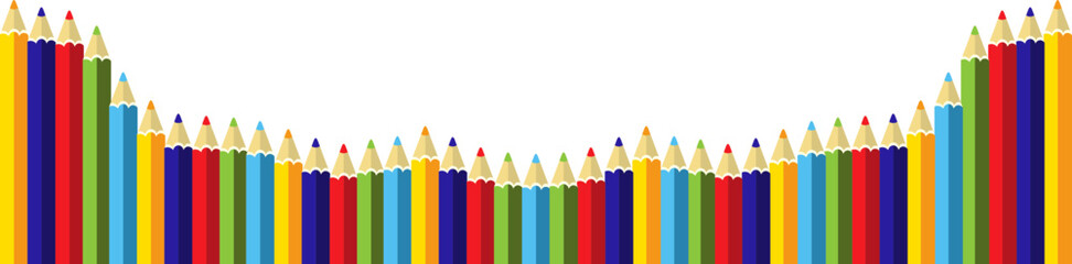 Set Colored Pencil Corner Footer 