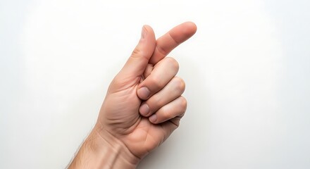 Minimalist Hand Gesture: Pinky Finger and Thumb Intertwined Against White Background