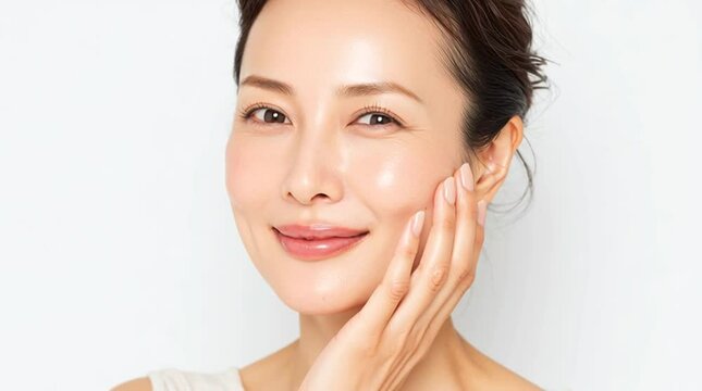 美肌が際立つ大人の女性のナチュラルビューティーポートレート｜美肌, 女性, 美容

