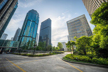 Stunning Urban Landscape Showcasing Modern Architecture and Lush Greenery