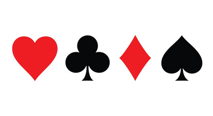 Iconic Symbols of Playing Cards Hearts Clubs Diamonds Spades Featured on Black Background