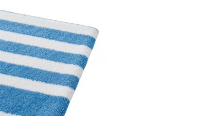 Isolated Striped Towel in Blue and White Soft Cotton Fabric Clean