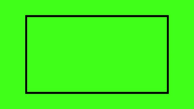 Flat outline rectangular shape animation on green screen background. Line drawing style motion graphic