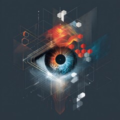 Eye with Abstract Technology and Futuristic Design