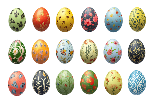 Ornate Easter eggs, various patterns