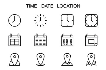Time date location icon set element