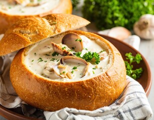 Hearty Clam Chowder In Bread Bowl