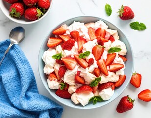 Strawberry Meringue Dessert In Bowl