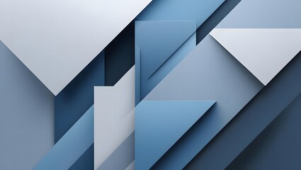 Modern abstract desktop wallpaper with layered geometric shapes in cool blue and gray tones