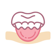Flat vector illustration of human mouth with protruding tongue