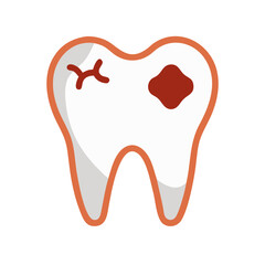Tooth decay illustration with dental caries and tooth structure