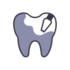 Tooth Cavity Flat Icon on White Background Illustration