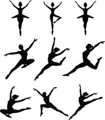 Ballerina silhouettes graceful dance poses ballet © MURSHIDUR RAHMAN