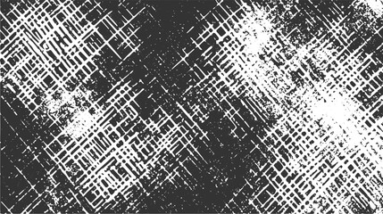 Abstract Black and White Distressed Grid Pattern Texture Background Graphic Design Element Intersecting Lines Grunge Style Overlay