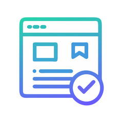 Website interface icon with checkmark showing validation process