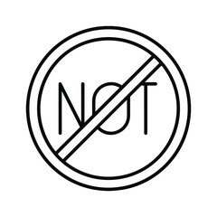 black circle no smoking symbol, a prohibited sign or icon, isolated white background vector illustration warning people to stop smoking A minimalist vector icon depicting a NOT symbol silhouette