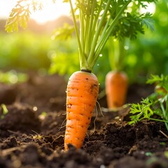 bunch of carrots in organic garden, close up, High resolution