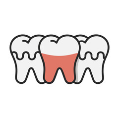 Dental Health Visual: Teeth Showing Gum Recession, Flat Illustration Style