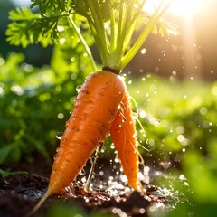 bunch of carrots in organic garden, close up, High resolution