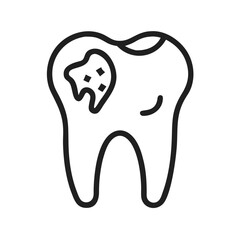 Carious tooth outline icon illustration on White Background
