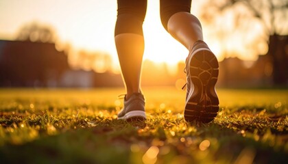 Sunset Running Shoes On Grass