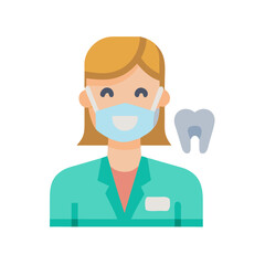 Illustration of dentist with tooth on White Background