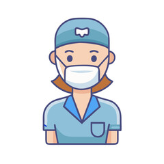 Female doctor in medical mask illustration flat design style