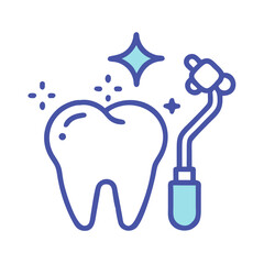 Tooth cleaning icon with instrument on White Background
