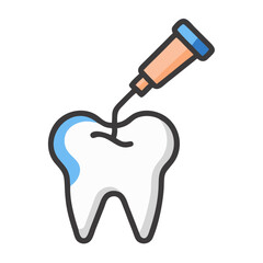 Tooth filling flat vector illustration, cavity treatment, dentistry concept