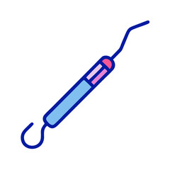 Dental explorer tool icon illustration on White Background