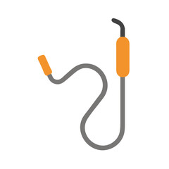 Simple gray cable with orange handles on White backdrop