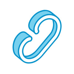 Abstract blue interlocking shape on White graphic background