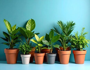 Houseplants in terracotta pots