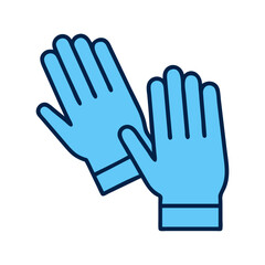 Blue gloves icon illustration on a White Background