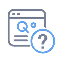 Online help icon with search and question mark symbol